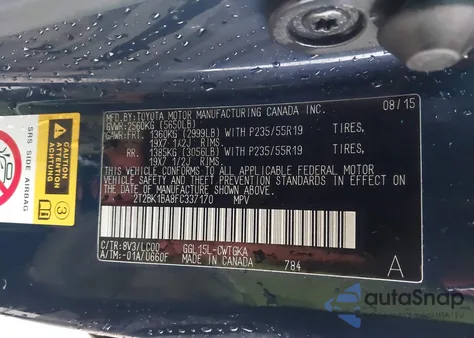 2015 Lexus Rx 350 из США, поврежденный, VIN 2T2BK1BA8FC337170